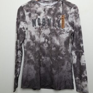 NOBULL Women's Black and White Tie-Dye Long Sleeve Tee XS